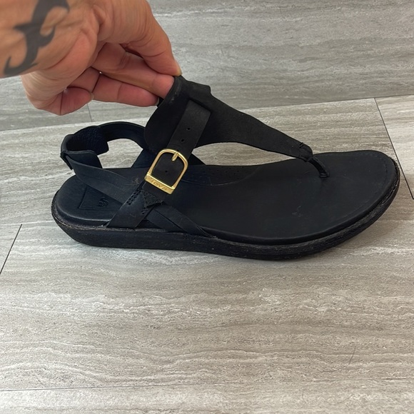 Teva Encanta Black Leather Thong Sandal Womans Size 8 - Picture 9 of 10